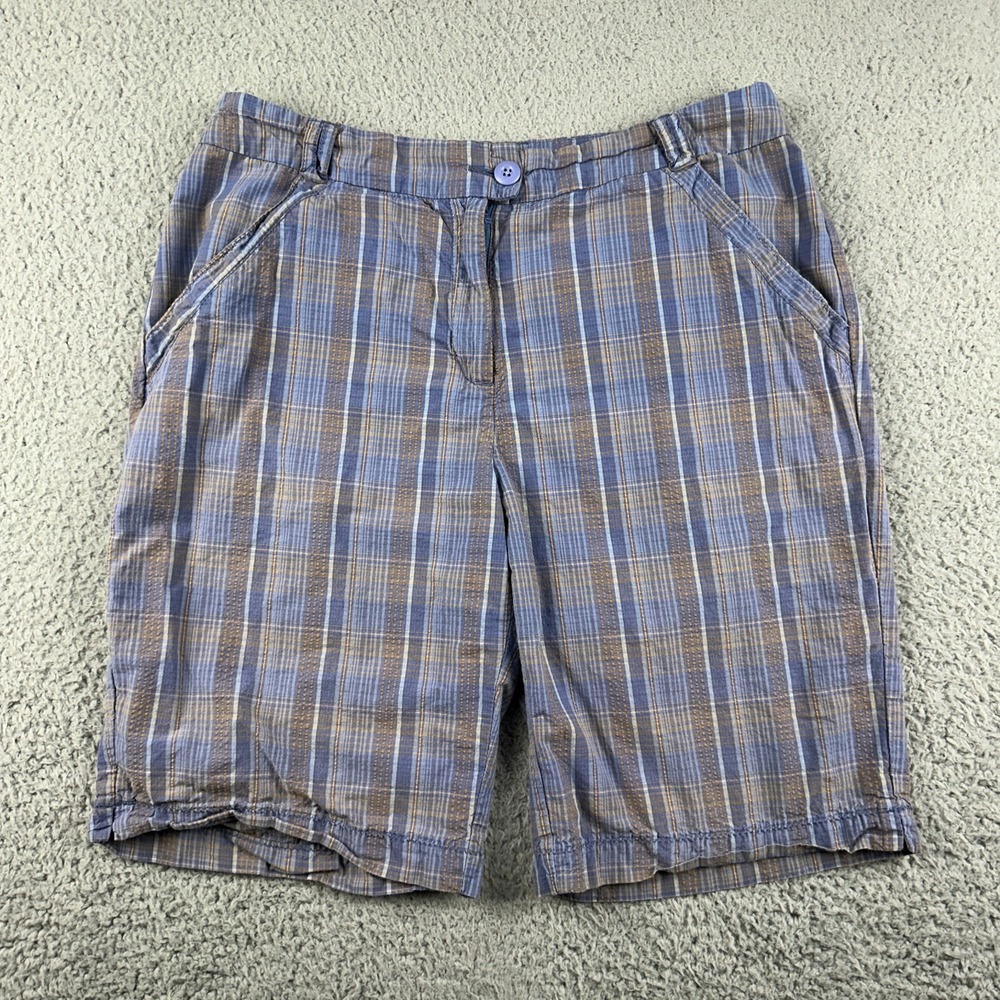 Woolrich Shorts Womens 8 Blue Plaid Cotton Casual Chino Classic Fit
